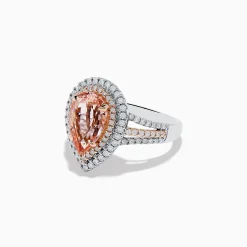Effy Jewelry 14K Two-Tone Gold Pear Shaped Morganite and Diamond Cocktail Ring | Rings