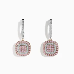 Effy Jewelry 14K Two-Tone Gold Pink and White Diamond Drop Earrings | Earrings