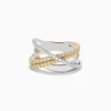 Effy Jewelry 14K Two-Tone Gold Yellow and White Diamond Crossover Ring | Rings