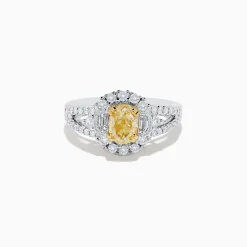 Effy Jewelry 18K Two-Tone Gold Yellow Diamond Oval Halo Ring 1.63 TCW | Rings