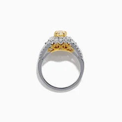 Effy Jewelry 18K Two-Tone Gold Yellow Diamond Oval Halo Ring 1.63 TCW | Rings