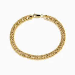 Richline Group 14K Two-Tone Yellow and White Gold Reversible Curb Chain Link Bracelet 9" | Mens