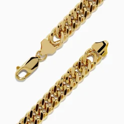 Richline Group 14K Two-Tone Yellow and White Gold Reversible Curb Chain Link Bracelet 9" | Mens