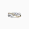 effyjewelry.com 14K White and Yellow Gold Diamond Crossover Ring, 1.00 TCW | Rings