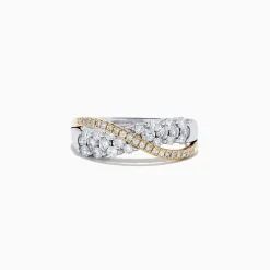 effyjewelry.com 14K White and Yellow Gold Diamond Crossover Ring, 1.00 TCW | Rings