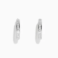 BH Multi 14K White Gold 7/8" Diamond Hoop Earrings 0.49 TCW | Earrings