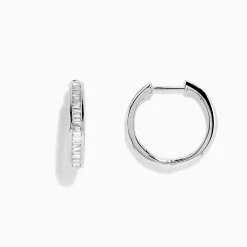 BH Multi 14K White Gold 7/8" Diamond Hoop Earrings 0.49 TCW | Earrings