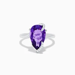 Effy Jewelry 14K White Gold Amethyst and Diamond Ring | Rings