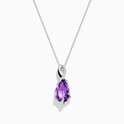 Effy Jewelry 14K White Gold Amethyst and Diamond Pendant | Necklaces & Pendants
