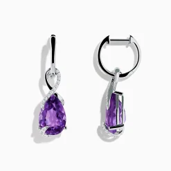 Effy Jewelry 14K White Gold Amethyst and Diamond Earrings | Earrings