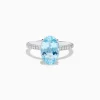 Effy Jewelry 14K White Gold Aquamarine and Diamond Double Hidden Halo Ring | Rings