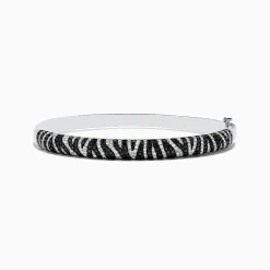 Effy Jewelry 14k White Gold Black and White Diamond Zebra Print Bangle | Bracelets