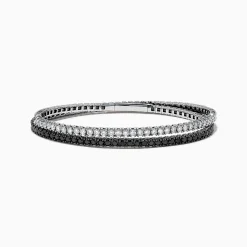 Effy Jewelry 14k White Gold Black and White Diamond Double Wrap Bracelet 6.77 TCW | Bracelets