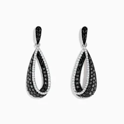 Effy Jewelry 14K White Gold Black and White Diamond Earrings, 1.30 TCW | Earrings