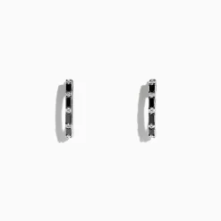 BH Multi 14K White Gold Black and White Diamond Hoop Earrings, 0.45 TCW | Earrings