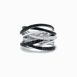 Effy Jewelry 14K White Gold Black and White Diamond Ring, 0.74 TCW | Rings