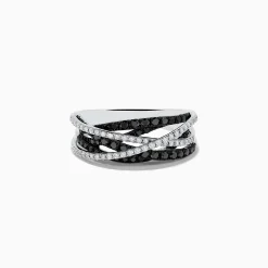 Effy Jewelry 14K White Gold Black and White Diamond Ring, .72 TCW | Rings