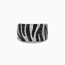 Effy Jewelry 14k White Gold Black and White Diamond Zebra Print Ring | Rings