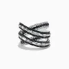 Effy Jewelry 14K White Gold Black and White Diamond Criss Cross Ring | Rings