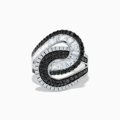 Effy Jewelry 14K White Gold Black and White Diamond Swirl Ring | Rings