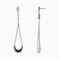 Effy Jewelry 14K White Gold Black and White Diamond Drop Earrings, 1.70 TCW | Earrings