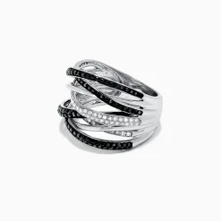Effy Jewelry 14K White Gold Black and White Diamond Ring, 0.74 TCW | Rings