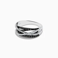 Effy Jewelry 14K White Gold Black and White Diamond Ring, .72 TCW | Rings