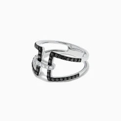 Effy Jewelry 14K White Gold Black and White Diamond Ring, 0.49 TCW | Rings
