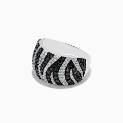 Effy Jewelry 14k White Gold Black and White Diamond Zebra Print Ring | Rings