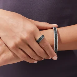 Effy Jewelry 14K White Gold Black and White Diamond Bangle, 4.47 TCW | Bracelets