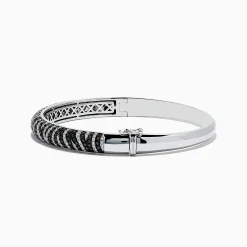 Effy Jewelry 14k White Gold Black and White Diamond Zebra Print Bangle | Bracelets