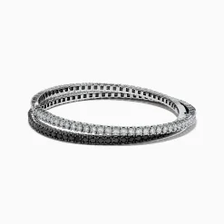 Effy Jewelry 14k White Gold Black and White Diamond Double Wrap Bracelet 6.77 TCW | Bracelets