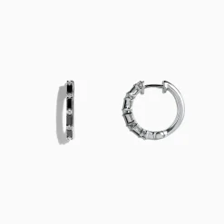 BH Multi 14K White Gold Black and White Diamond Hoop Earrings, 0.45 TCW | Earrings