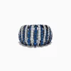 Effy Jewelry 14K White Gold Blue Sapphire and Diamond Striped Ring | Rings