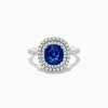 Effy Jewelry 18K White Gold Blue Sapphire and Diamond Double Halo Ring | Rings