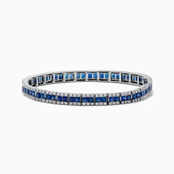 Effy Jewelry 14K White Gold Blue Sapphire and Diamond Bracelet, 9.16 TCW | Bracelets