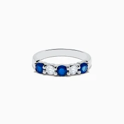 Effy Jewelry 14K White Gold Blue Sapphire and Diamond Ring, 1.14 TCW | Rings