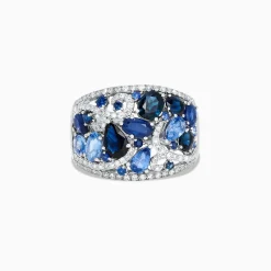 Effy Jewelry 14K White Gold Blue Sapphire and Diamond Ring, 4.01 TCW | Rings