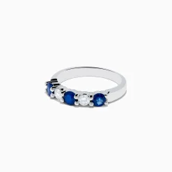 Effy Jewelry 14K White Gold Blue Sapphire and Diamond Ring, 1.14 TCW | Rings