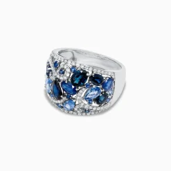 Effy Jewelry 14K White Gold Blue Sapphire and Diamond Ring, 4.01 TCW | Rings