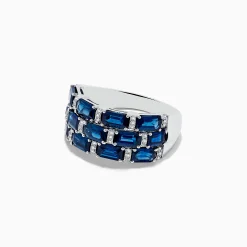 BH Multi 14K White Gold Blue Sapphire and Diamond Ring | Rings