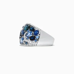 Effy Jewelry 14K White Gold Blue Sapphire and Diamond Ring, 4.01 TCW | Rings
