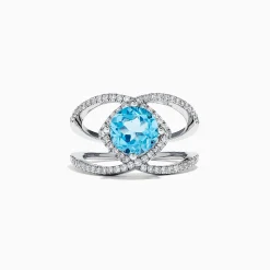 Effy Jewelry 14K White Gold Blue Topaz and Diamond Ring, 2.84 TCW | Rings