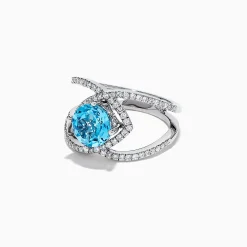 Effy Jewelry 14K White Gold Blue Topaz and Diamond Ring, 2.84 TCW | Rings
