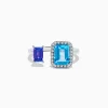 Effy Jewelry 14K White Gold Blue Topaz, Tanzanite, and Diamond Toi Et Moi Ring | Rings
