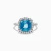 Effy Jewelry 14K White Gold Blue Zircon and Diamond Ring | Rings