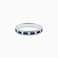 Effy Jewelry 14K White Gold Channel-Set Blue Sapphire and Diamond Band 0.71 TCW | Rings