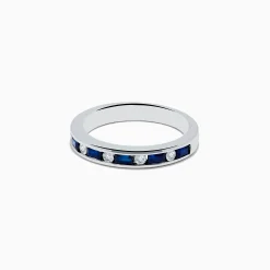 Effy Jewelry 14K White Gold Channel-Set Blue Sapphire and Diamond Band 0.71 TCW | Rings