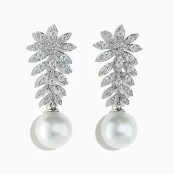 Effy Jewelry 18K White Gold Diamond and Pearl Earrings | Earrings