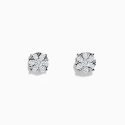 BH Multi 14K White Gold Diamond Cluster Stud Earrings, 1.01 TCW | Earrings